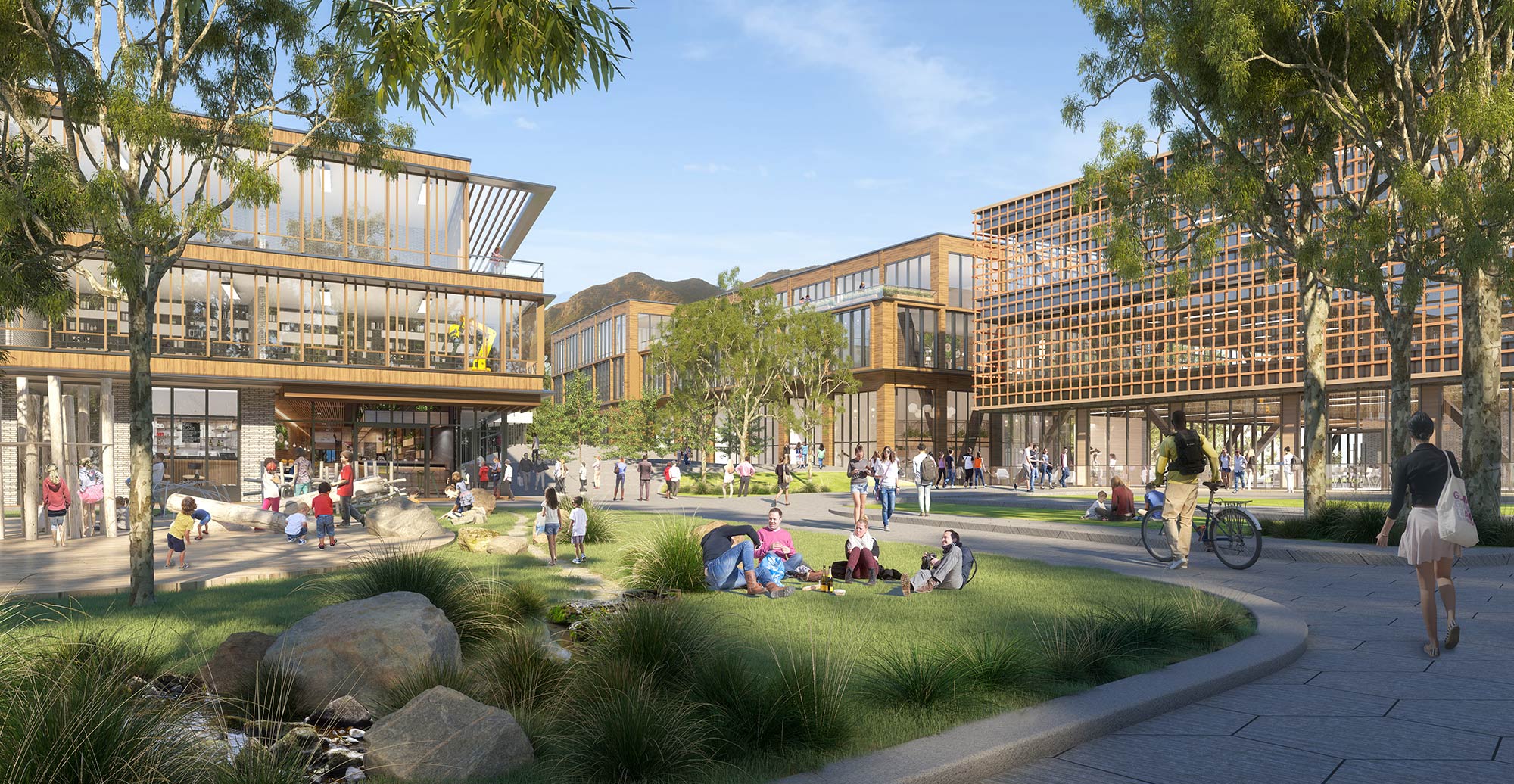 Artist impression of the new park at the centre of the West End precinct