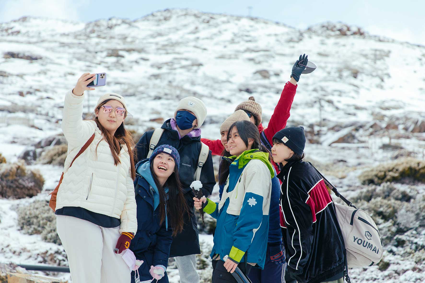 University of Tasmania students visit Ben Lomond as part of the HYPE Health and Wellbeing Program.