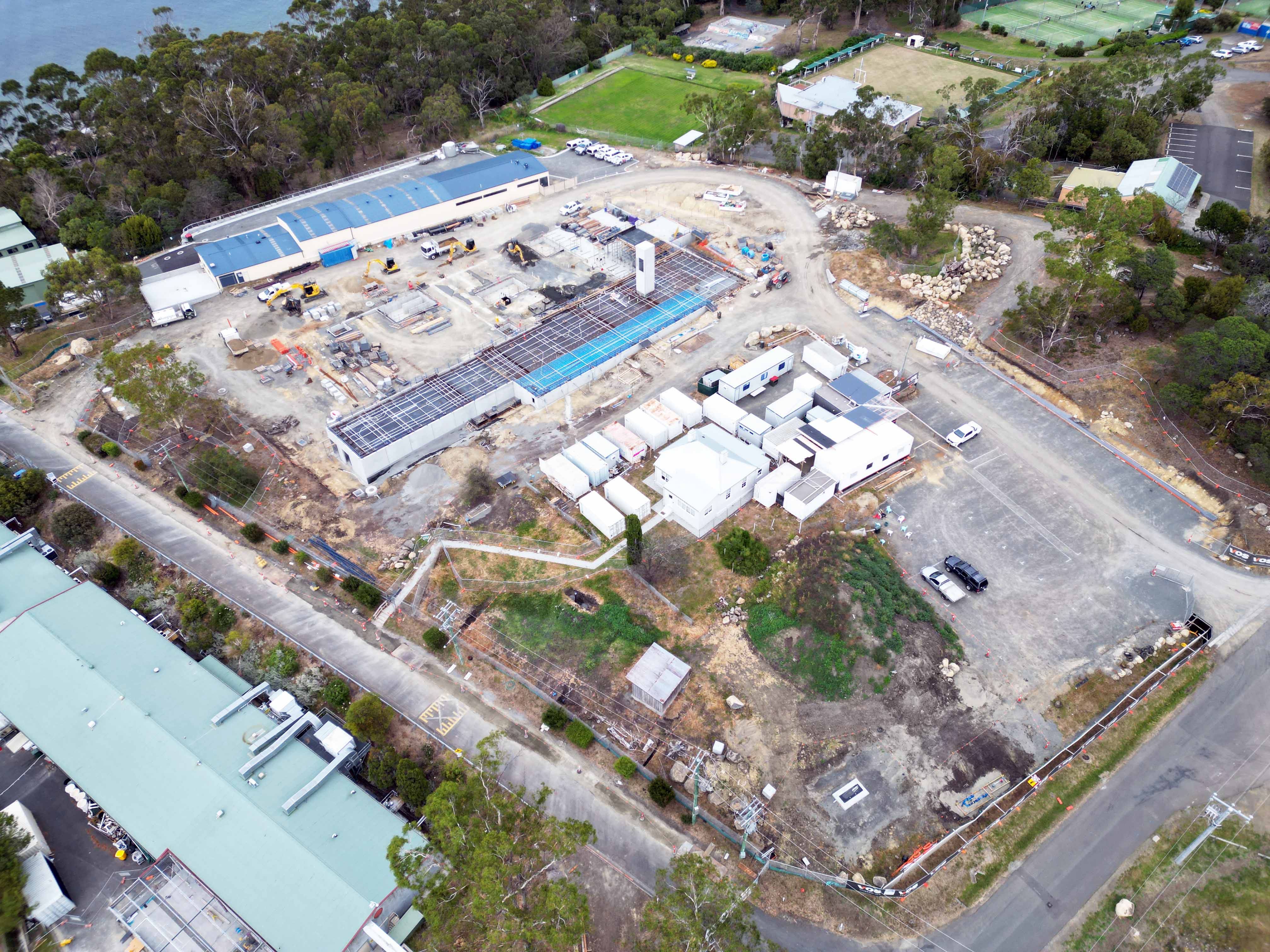 An aerial image showing the IMAS Taroona construction site