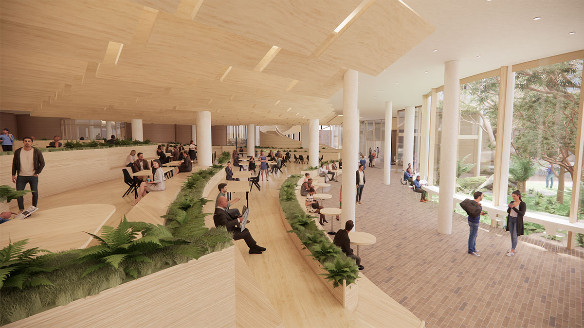 Artist's rendering of one of the planned open spaces in the Forestry Building.